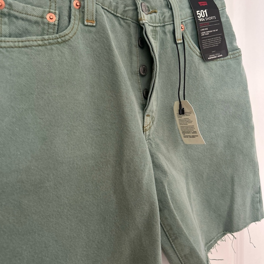 Levis Premium 501 90’s Cutoff Button-fly Shorts Women’s 25 Sage Green NWT - Picture 4 of 10